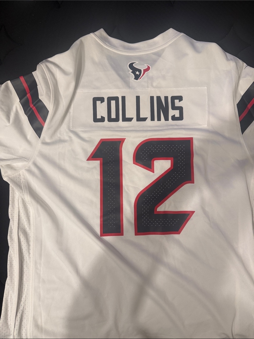 Nike White Houston Texans #12 Football Jersey with Black and Red Accent - Picture 2 of 4